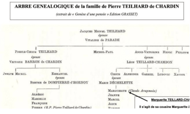 Genealogical tree of the family of Pierre Teilhard de Chardin